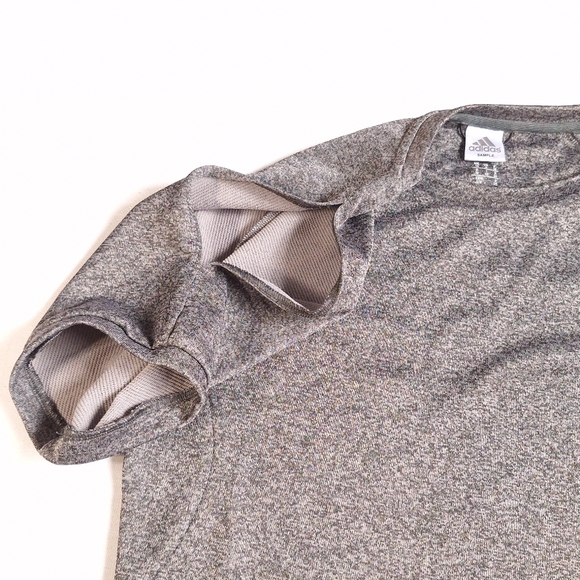 Adidas Climate Sample Heathered Gray Short Sleeve Cold Shoulder Shirt, Medium - Picture 3 of 12